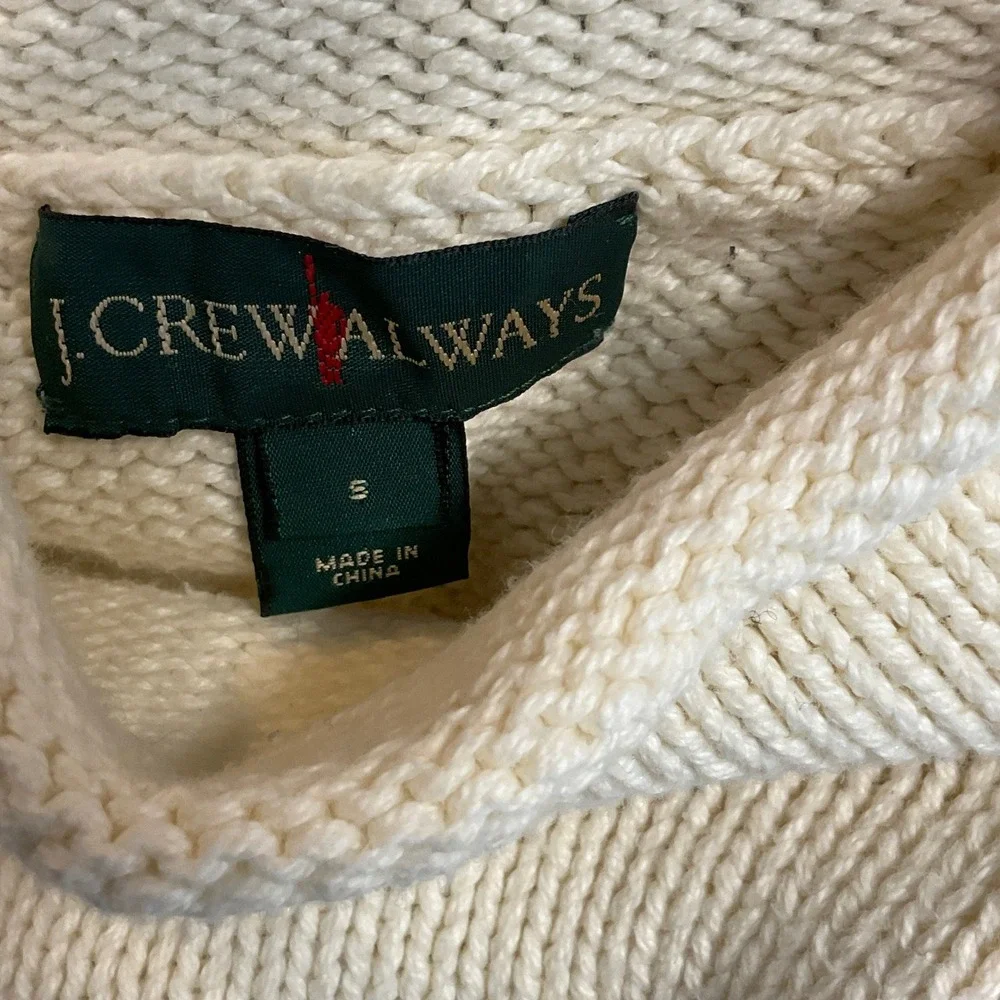 J.Crew Sweater Womens S Cream Excellent Mock Neck Cotton Ribbed Knit 6323 - Picture 3 of 7